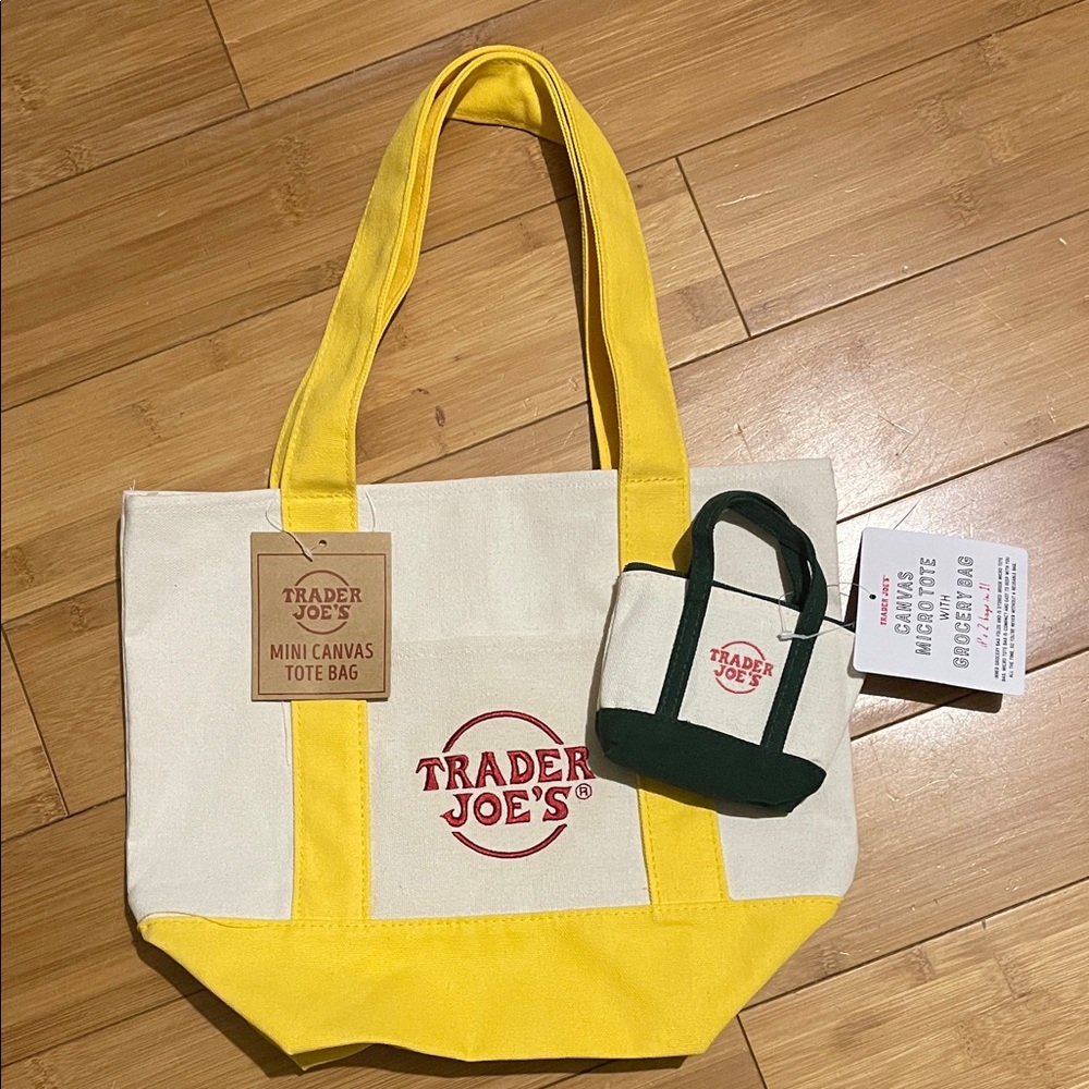 NWT Trader Joe’s Mini tote bag and micro tote bag set
